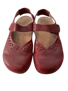Aetrex Cheryl Mary Jane Leather Sling Back Comfort Shoes in Burgundy Red, Size 8